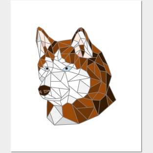 Siberian Husky Copper Stained Glass Posters and Art